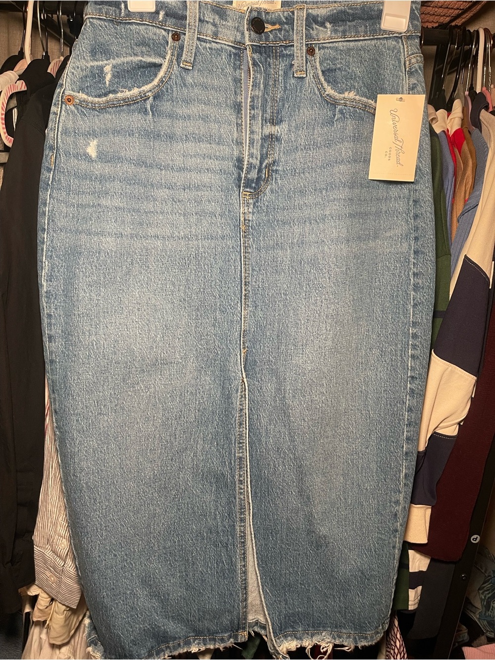 Universal Thread Light Blue Denim Midi Skirt